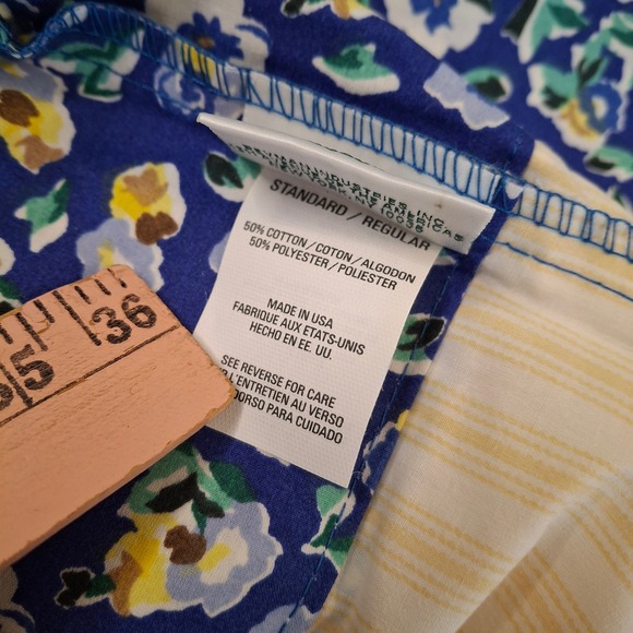 Vintage Laura Ashley Primrose Standard Pillowcase Yellow Stripe Blue Floral - Picture 5 of 6